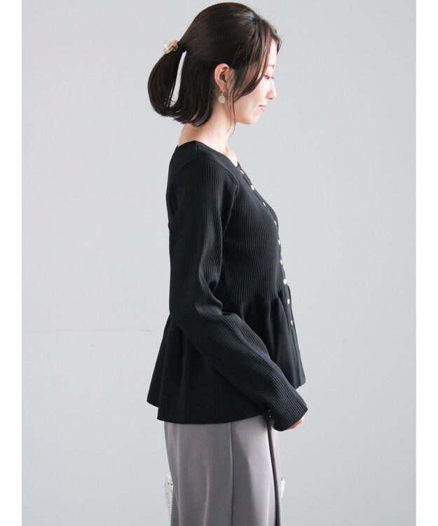 Te chichi 前後2WAYペプラムカーディガン ブラック