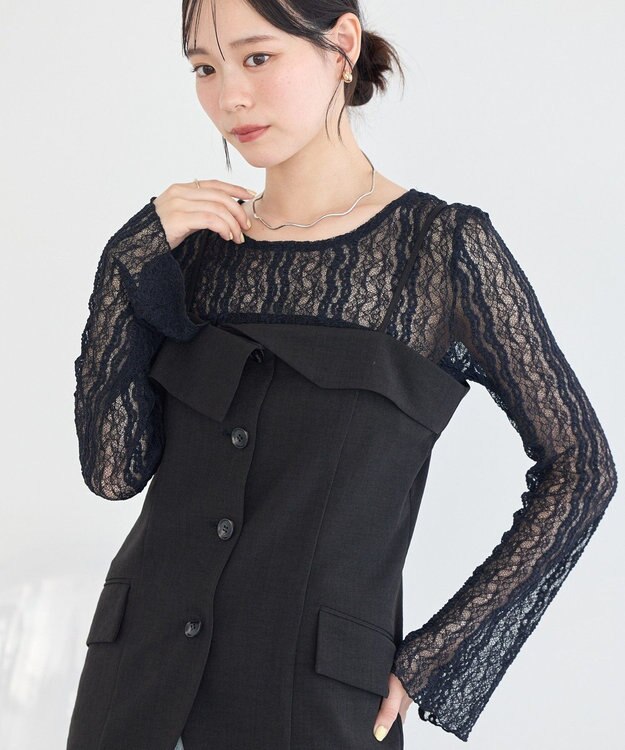 earth music&ecology レースプルオーバー Black
