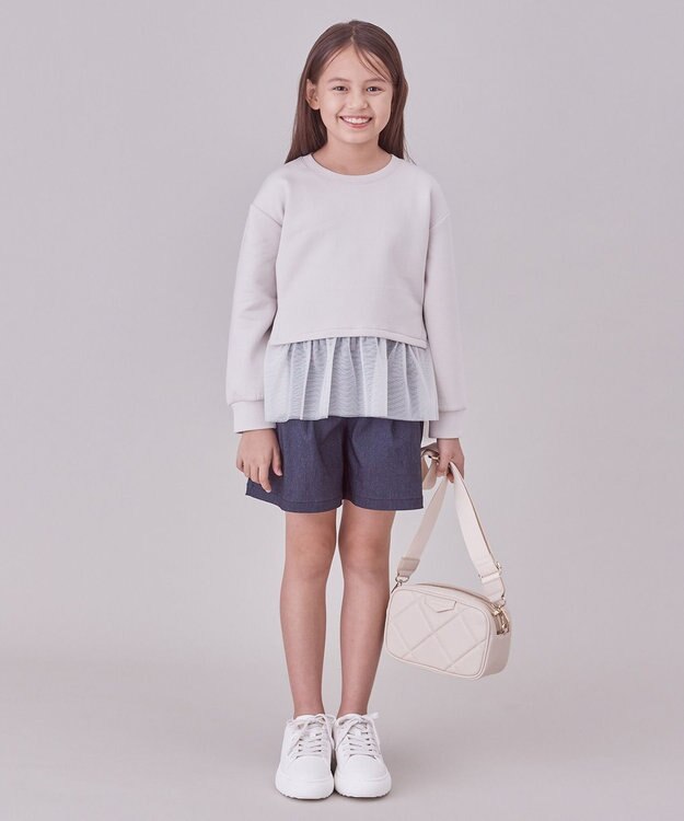 UNFILO 【110-150cm】BEAUTY FORM JERSEY ペプラムスウェット グレージュ