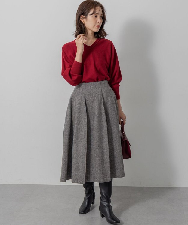 組曲 L シックツイード スカート ブラック系