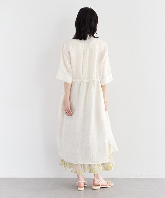 YECCA VECCA フレンチリネンドロストワンピース White