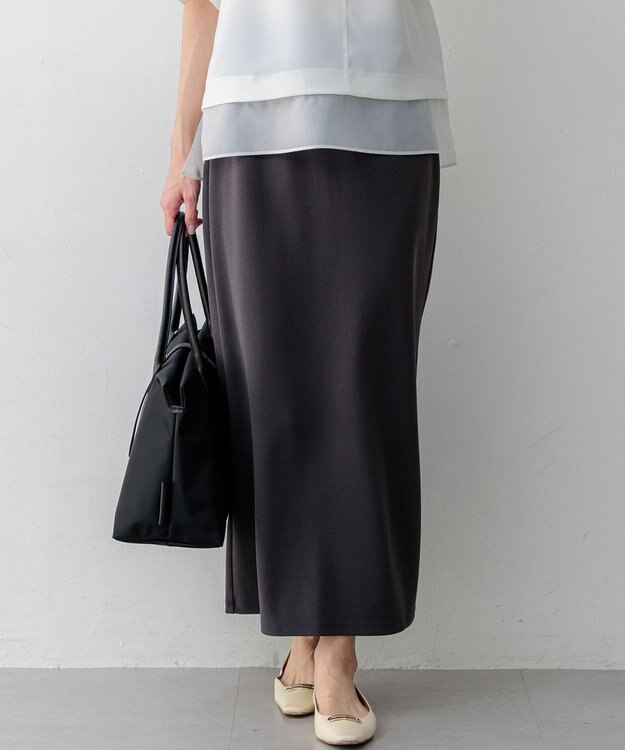 23区 【先行予約】ダブルフェイスジャージー Iラインスカート グレー系