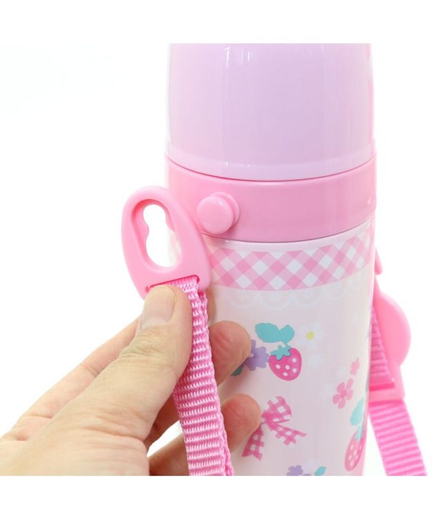 Mother garden マザーガーデン 野いちご ステンレス水筒 《花リボン柄》 470ｍｌ ダイレクト・コップ飲み ピンク（淡）