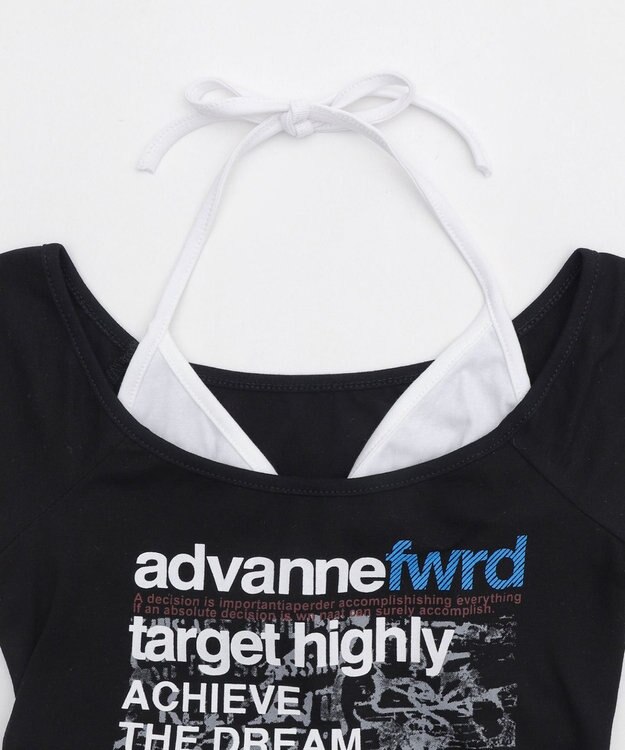 WEGO フェイクインナープリントピチT ブラック