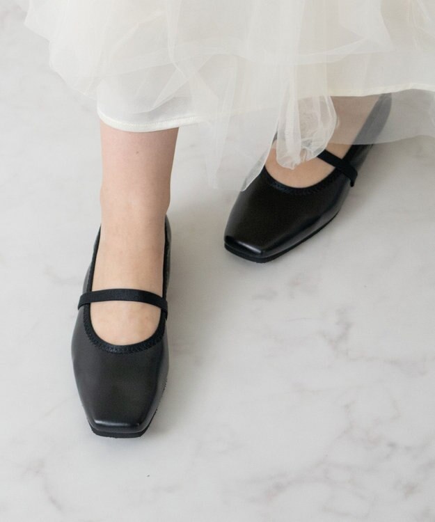 Bridget Birkin 【Bridget Birkin】エラスティックバンドスクエアバレエシューズ ブラック