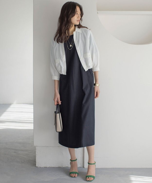 組曲 L リネンレーヨン ワンピース ネイビー系