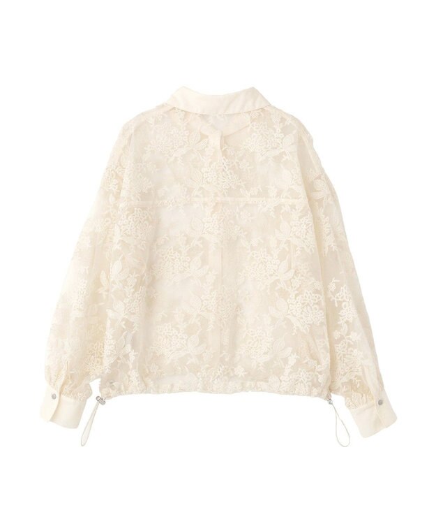 Green Parks オーガン刺繍比翼シャツ Ecru