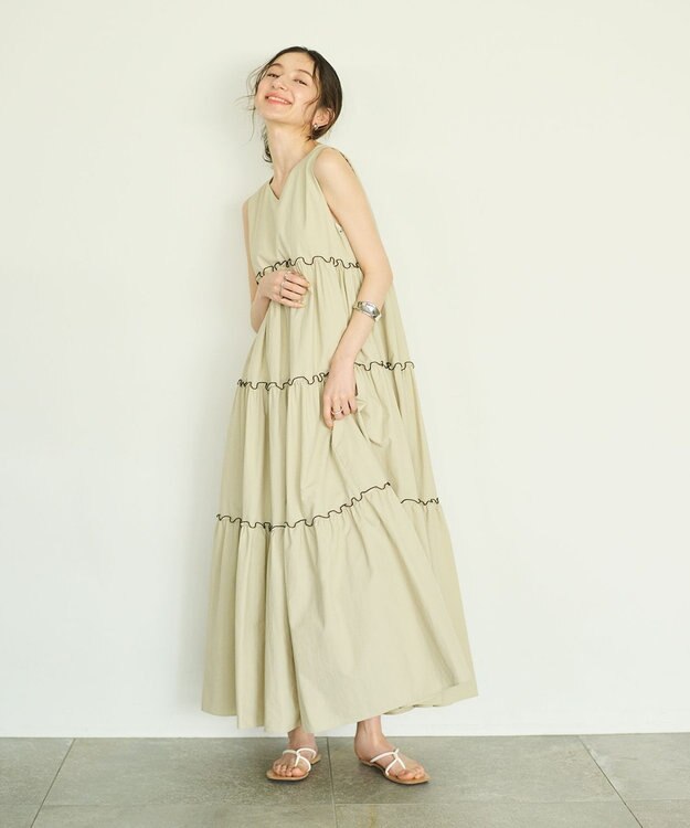 #Newans ボリュームティアードワンピース ベージュ