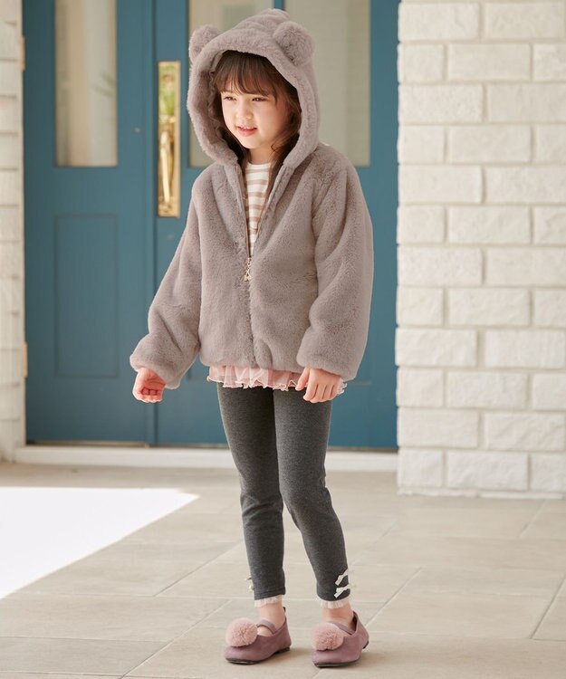 ANY KIDS アニマル耳ボアブルゾン ココア×クマ耳