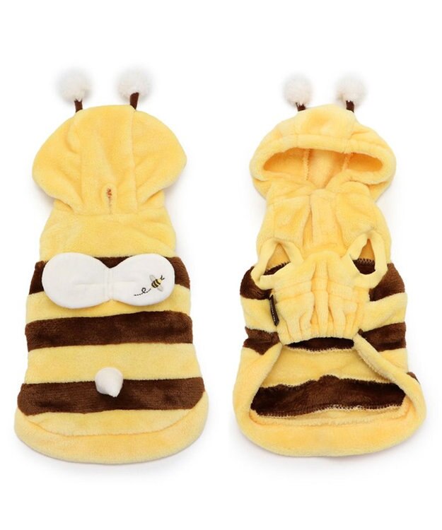 PET PARADISE 犬 服 秋冬 パーカー 【小型犬】 蜂 ふわふわ 黄