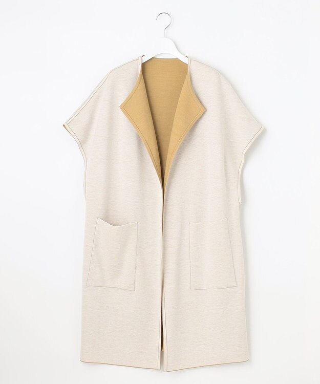 自由区 【洗える】リバーシブルニットジレ キャメル系