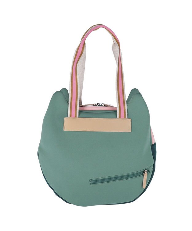 tsumori chisato CARRY ネコかおウレタン ショルダーバッグ 中サイズ 猫モチーフ トートバッグ グリーン