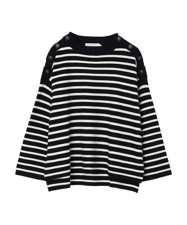 AMERICAN HOLIC バイパチショルダーボタンニットプルオーバー Navy