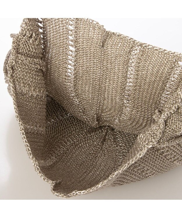 UNBILLION カシュカシュ cachecache / ラメ糸ラウンドセミショルダー シルバー