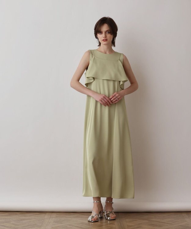 GRACE CONTINENTAL サテンレイヤードワンピース ライトグリーン