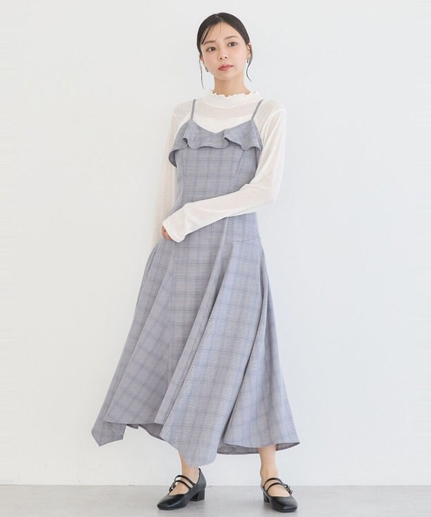 earth music&ecology フリルキャミワンピース Blue Gray