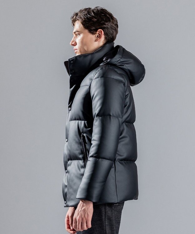JOSEPH HOMME シンセティックレザー　ダウンコート ブラック系