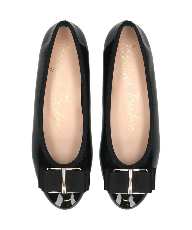 Bridget Birkin 【Bridget Birkin】バックルグログランリボンレインパンプス ブラックエナメル