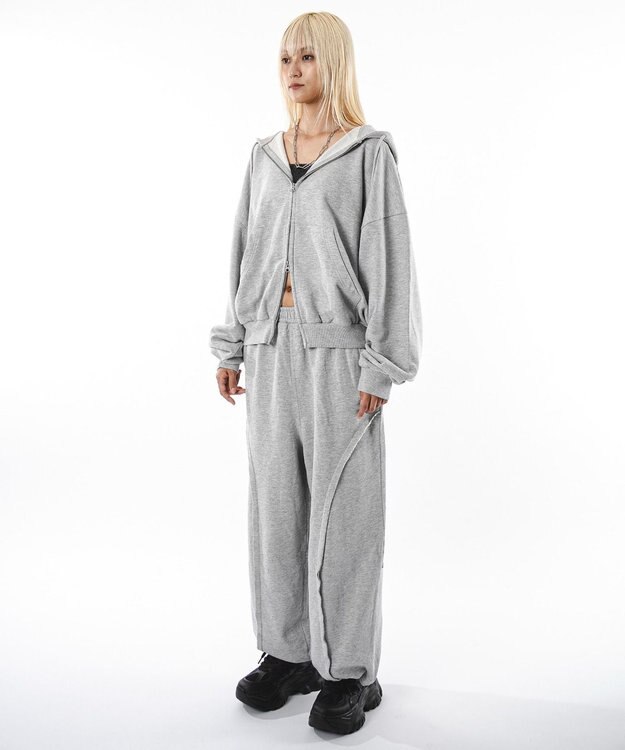 WEGO 【ユニセックス着用ITEM】バルーンBIGダブルZIPパーカー 杢グレー