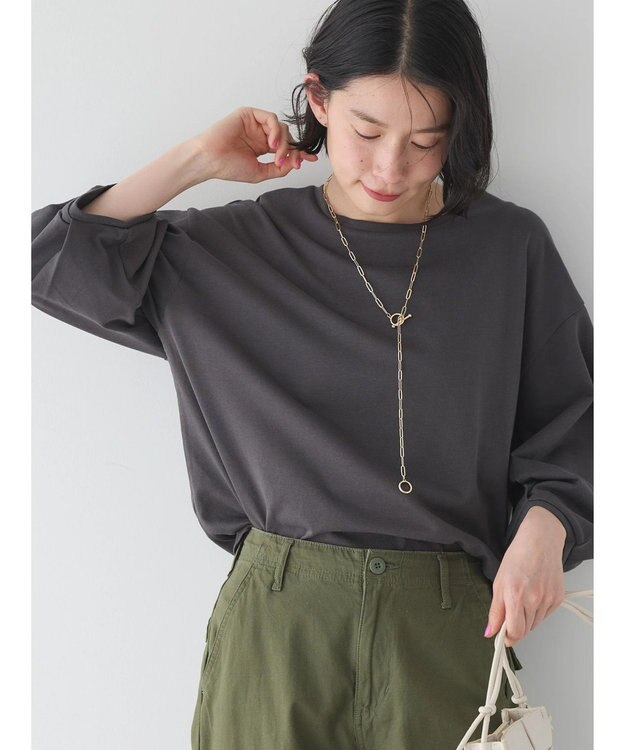 AMERICAN HOLIC ＵＶカット７分袖タックプルオーバー Charcoal Gray