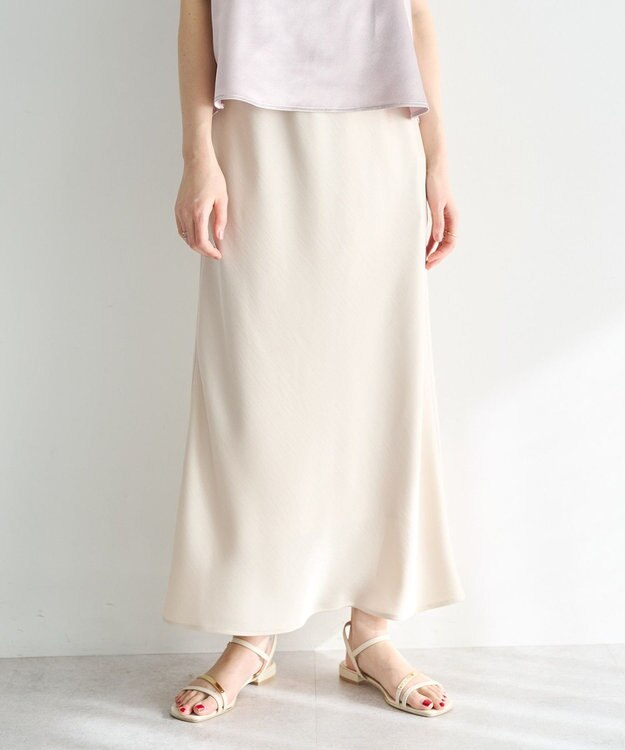 YECCA VECCA サテンフレアスカート Ivory