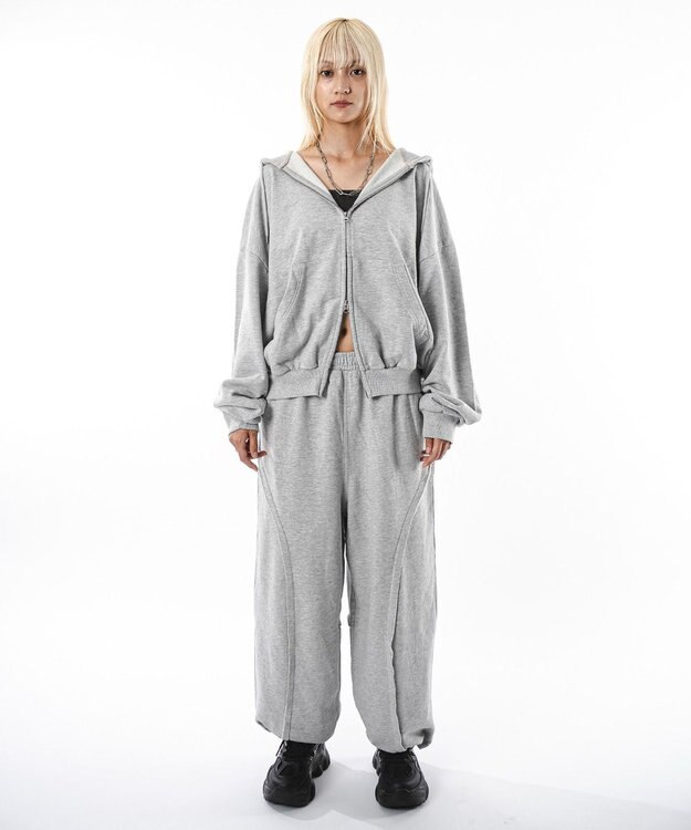 WEGO 【ユニセックス着用ITEM】バルーンBIGダブルZIPパーカー 杢グレー