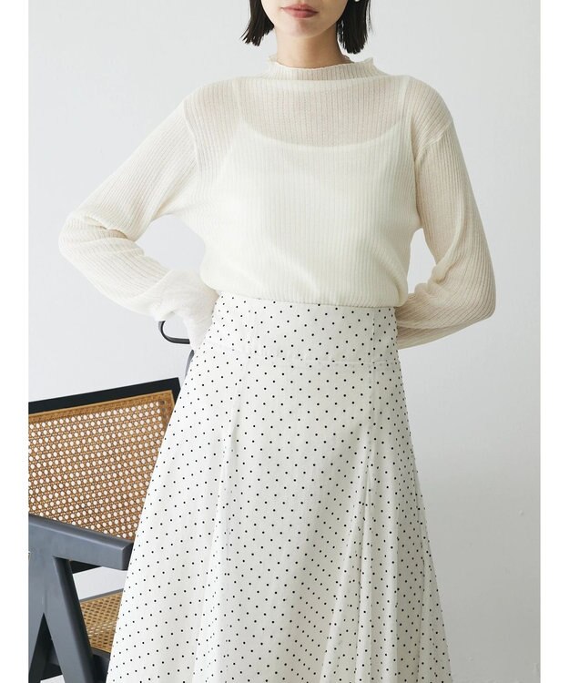 Green Parks AnriettMusee ラメ切替スリーブリブシアーニット Off White