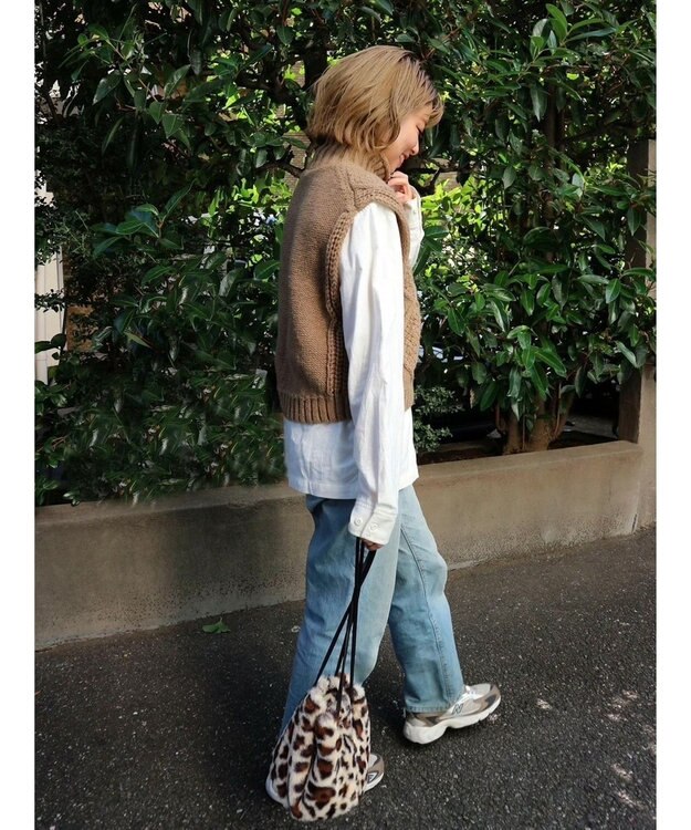 Green Parks ケーブルニットベスト Beige