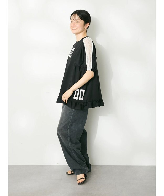 CRAFT STANDARD BOUTIQUE 接触冷感/UVカット/レースライン入りチュニック Black