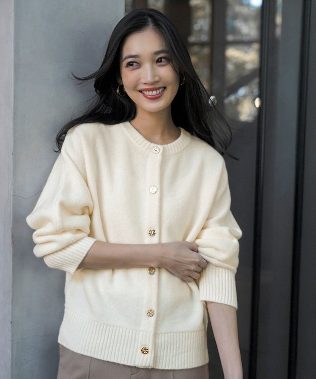 ANY SIS L 【前後着用可能】Airニット カーディガン アイボリー