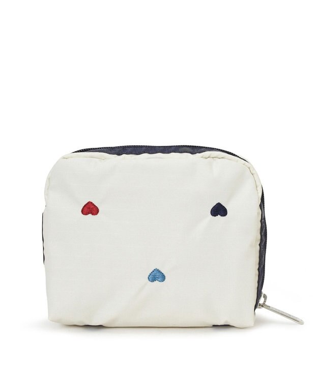 LeSportsac SQUARE COSMETIC/トリコロールハートエンブロイダリー トリコロールハートエンブロイダリー