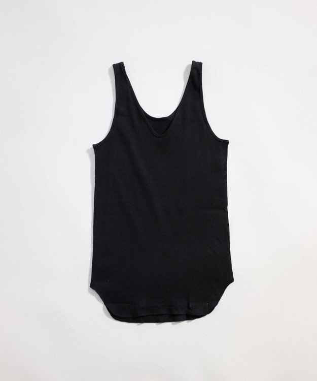 LENO BACK TO FRONT TANK TOP　前後着用可能テレコタンクトップカットソー BLACK
