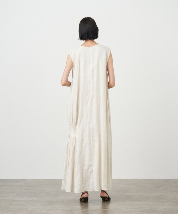 ATON NATURAL DYD LINE LAWN ｜ サイドタックドレス WARM WHITE