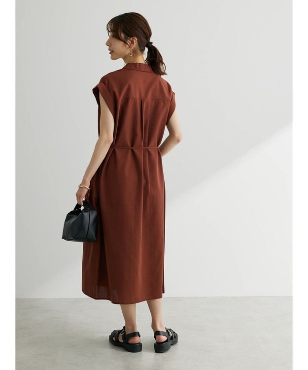 Green Parks 綿麻混開襟ワンピース Terracotta