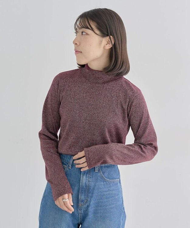 Green Parks ラメリブタートルプルオーバー Bordeaux