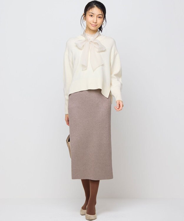 組曲 【8色展開・手洗い可】ウールカシミヤミックス Vネックニット アイボリー系