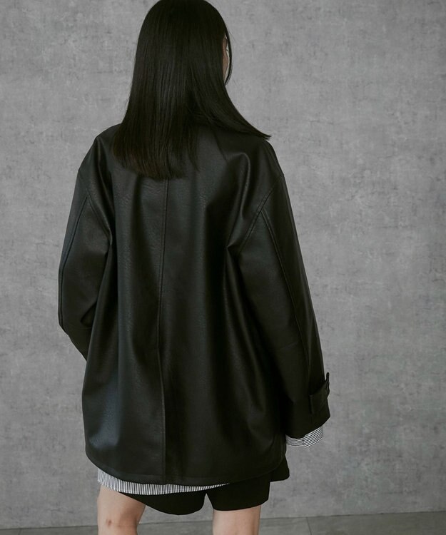 WEGO 【ユニセックス着用ITEM】シンセティックレザーカーコート ブラック