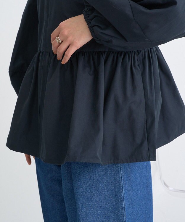 earth music&ecology 撥水ペプラムジップブルゾン Navy