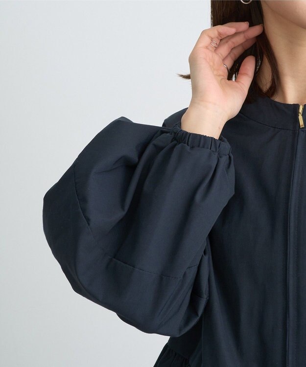 earth music&ecology 撥水ペプラムジップブルゾン Navy