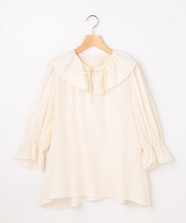 組曲 【先行予約】【WEB限定】シアーリンクルクロス フリル襟ブラウス エクリュ系