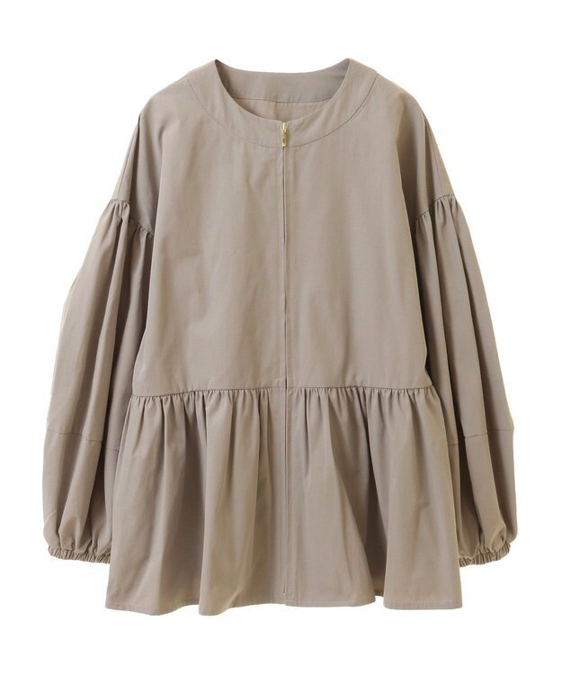 earth music&ecology 撥水ペプラムジップブルゾン Gray Beige