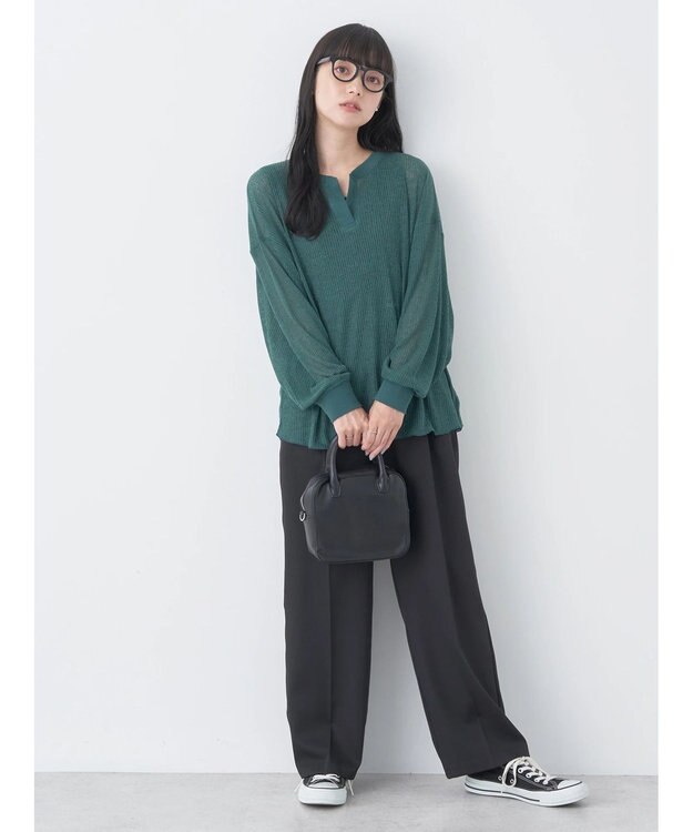 earth music&ecology シアーリブドルマンプルオーバー Green