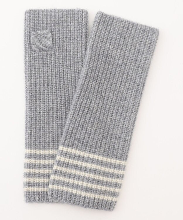 J.PRESS LADIES ピュアカシミヤ アームウォーマー ライトグレー系1