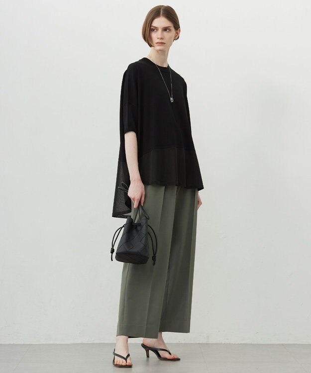 ICB L 【接触冷感・UVカット・洗える】VIS/NYハイゲージ シアーコンビニット ブラック×ブラックシアー系