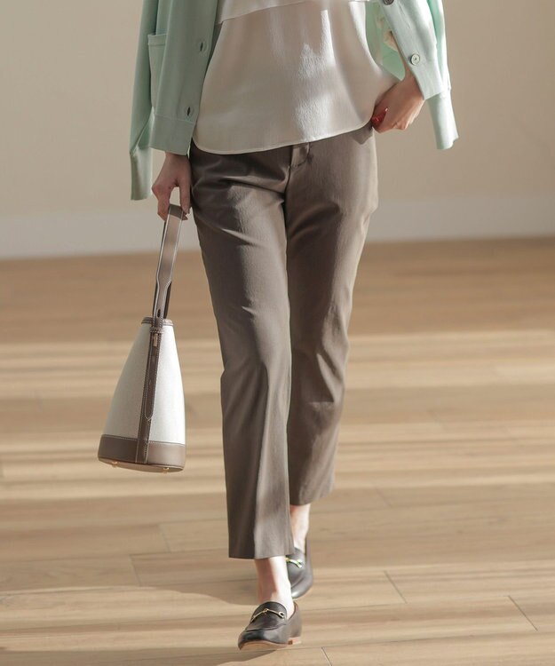 J.PRESS LADIES 【セットアップ対応・洗える】セルロースリネンストレッチ テーパード パンツ スレート系