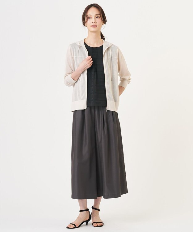 J.PRESS LADIES 【WEB限定カラーあり】SHEER LIGHT KNIT パーカー グレージュ系