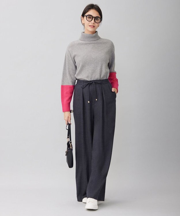 自由区 ウールサキソニーワイド パンツ グレー系