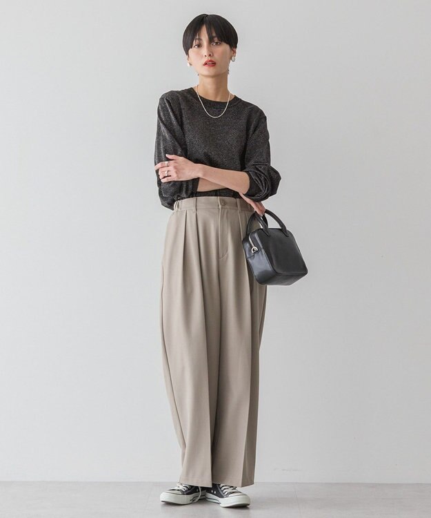 AMERICAN HOLIC ラメ入りクルーネックニットプルオーバー Black