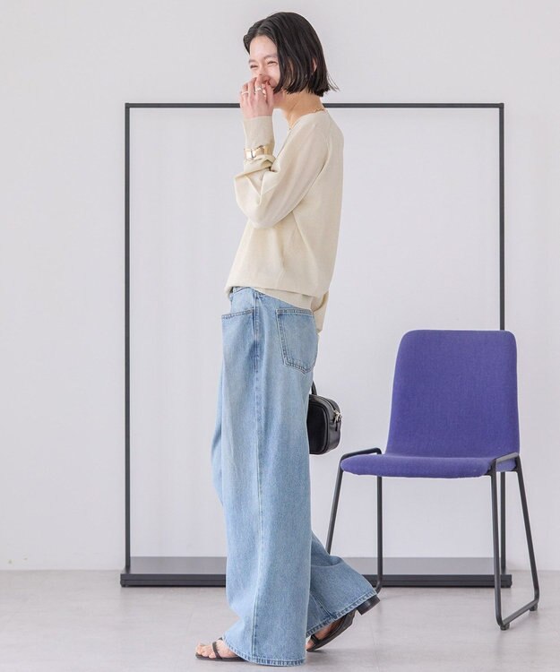 AMERICAN HOLIC ラメ入りクルーネックニットプルオーバー Ivory