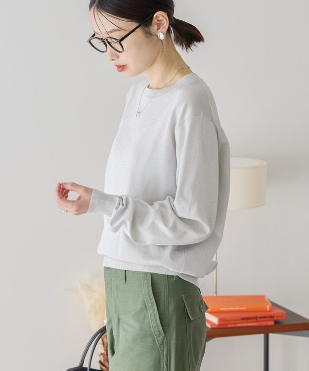 AMERICAN HOLIC ラメ入りクルーネックニットプルオーバー Light Gray